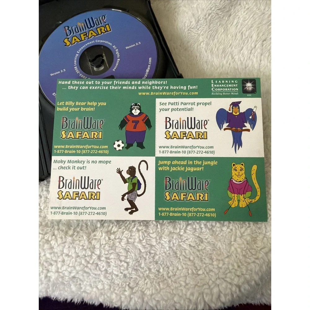 Brainware Safari Building Better Minds PC CD ROM B352 CIB MAC Travel Guide Card